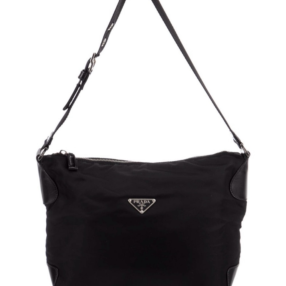 Prada Elegant Black Nylon Shoulder Bag